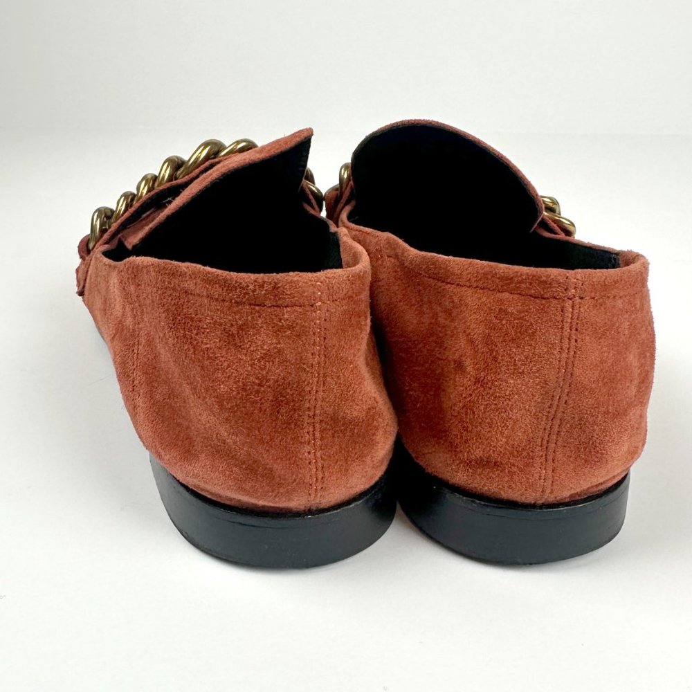 Free People x Jeffrey Campbell Vix Shoes Suede Loafer Chain Flats Brown Size 7.5 - Picture 5 of 11